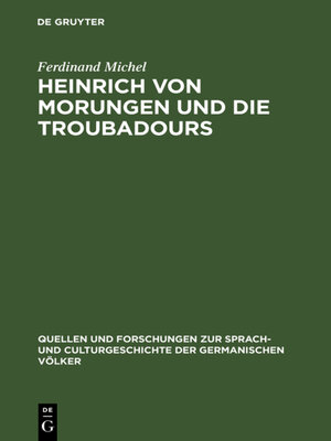cover image of Heinrich von Morungen und die Troubadours